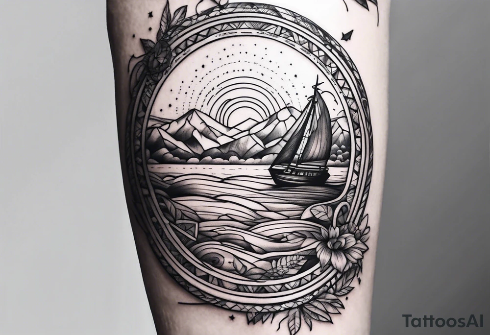 Mowgli style, thin line, nautical themed, forearm location tattoo idea