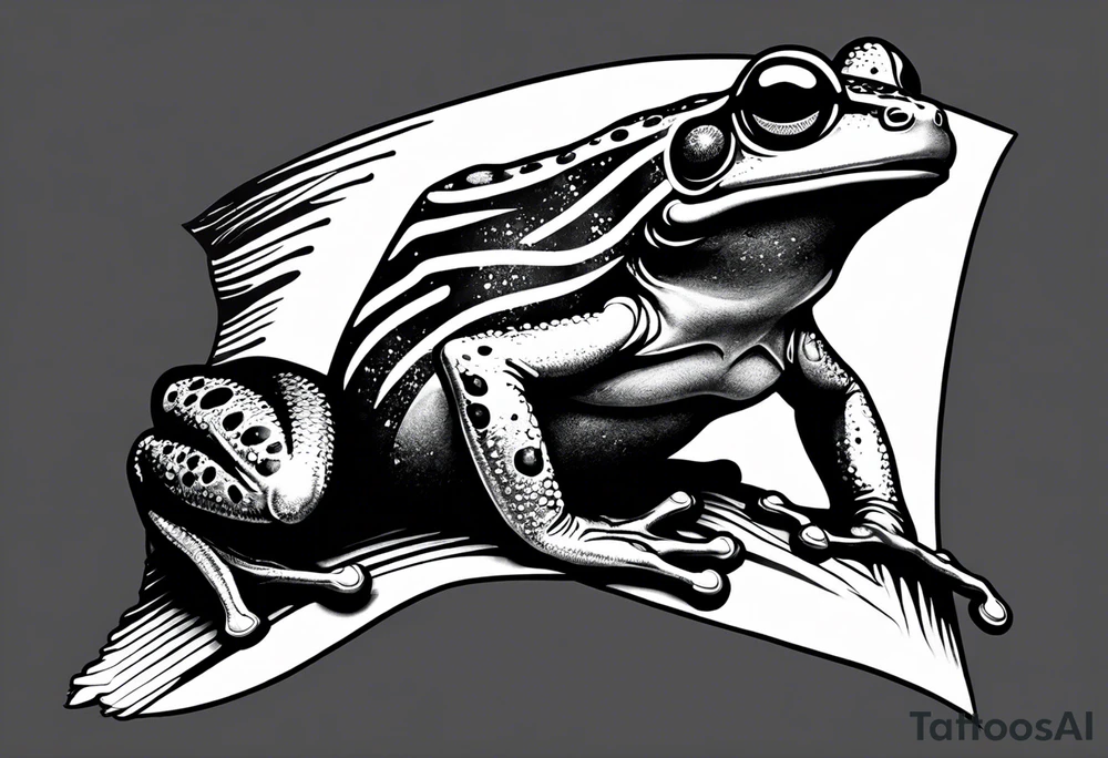 Frog holding pride flag tattoo idea