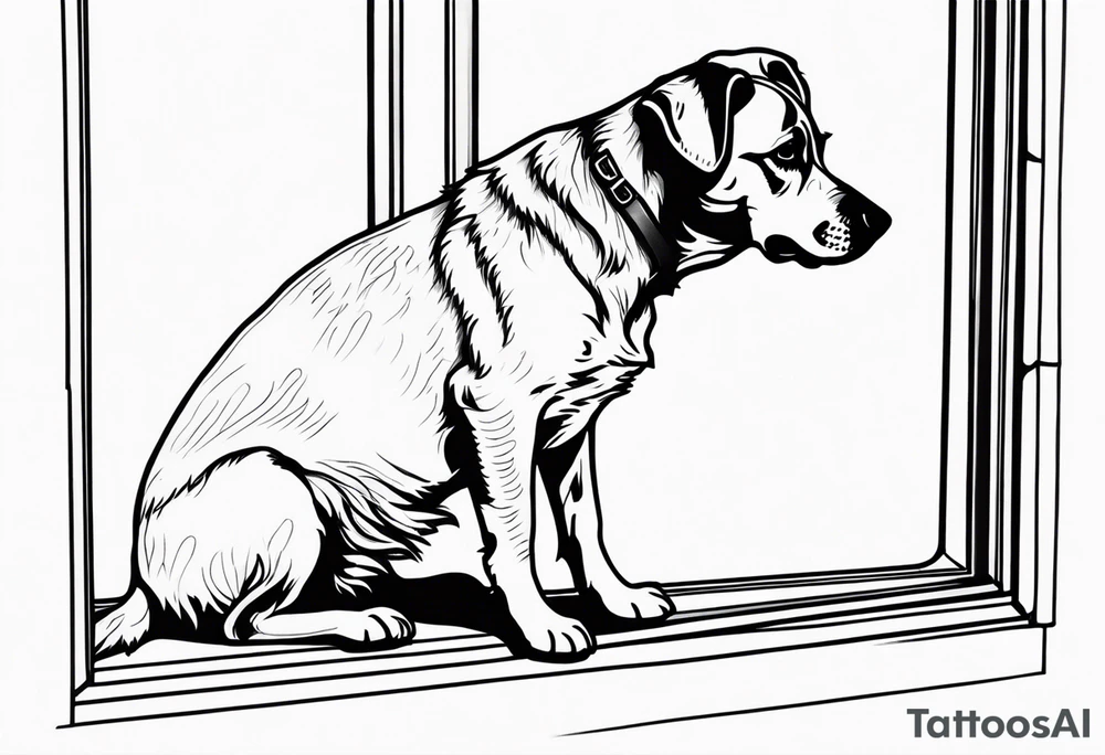 dog looking out window tattoo idea