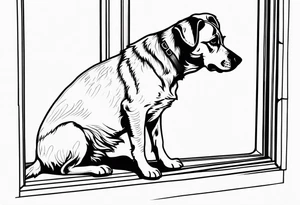 dog looking out window tattoo idea