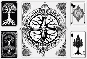 White Tree of Gondor, Geometric symbols, Viking cross, playing cards, flowers, lord of the rings, Native American headdress tattoo idea