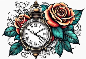 rose, sun, dove, clock, tattoo idea