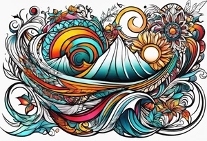 abstract organic line artwork tattoo idea