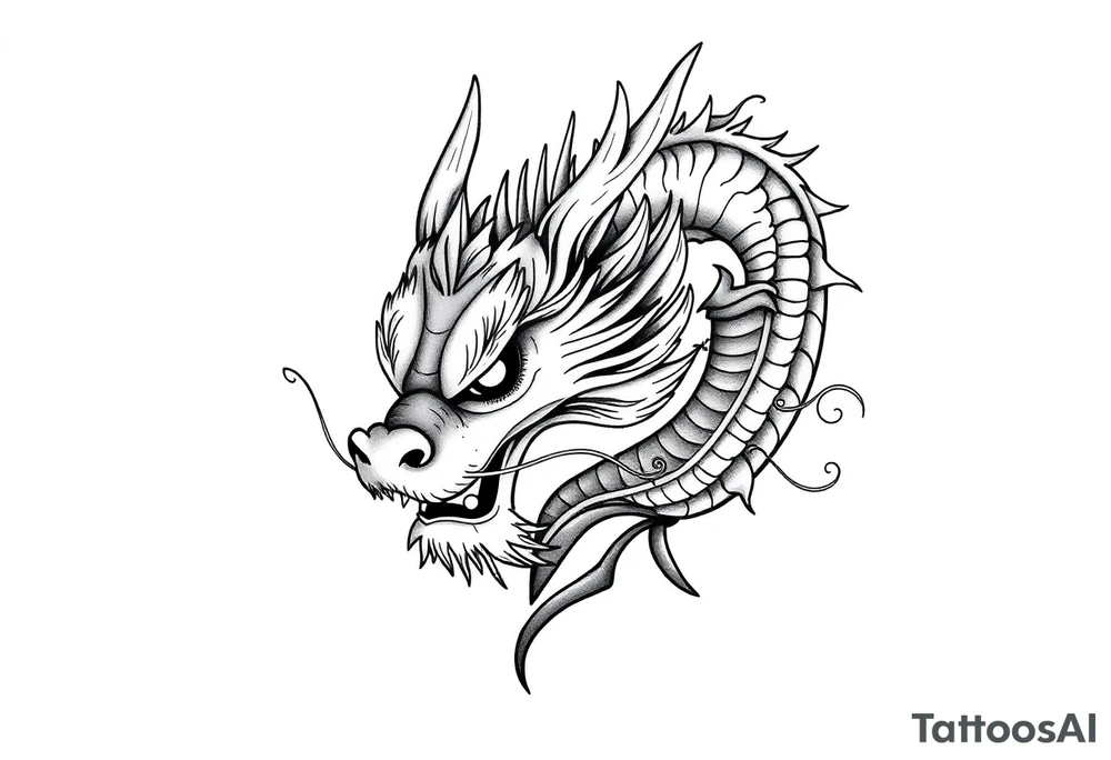 Beautiful asian dragon with a soft face tattoo idea