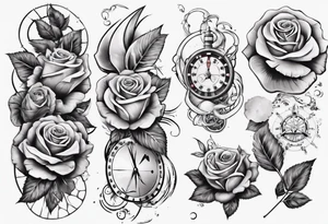Half-sleeve with roses, beach theme and gambling tattoo idea
