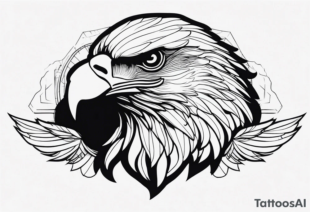 Basic drawed eagle tattoo idea
