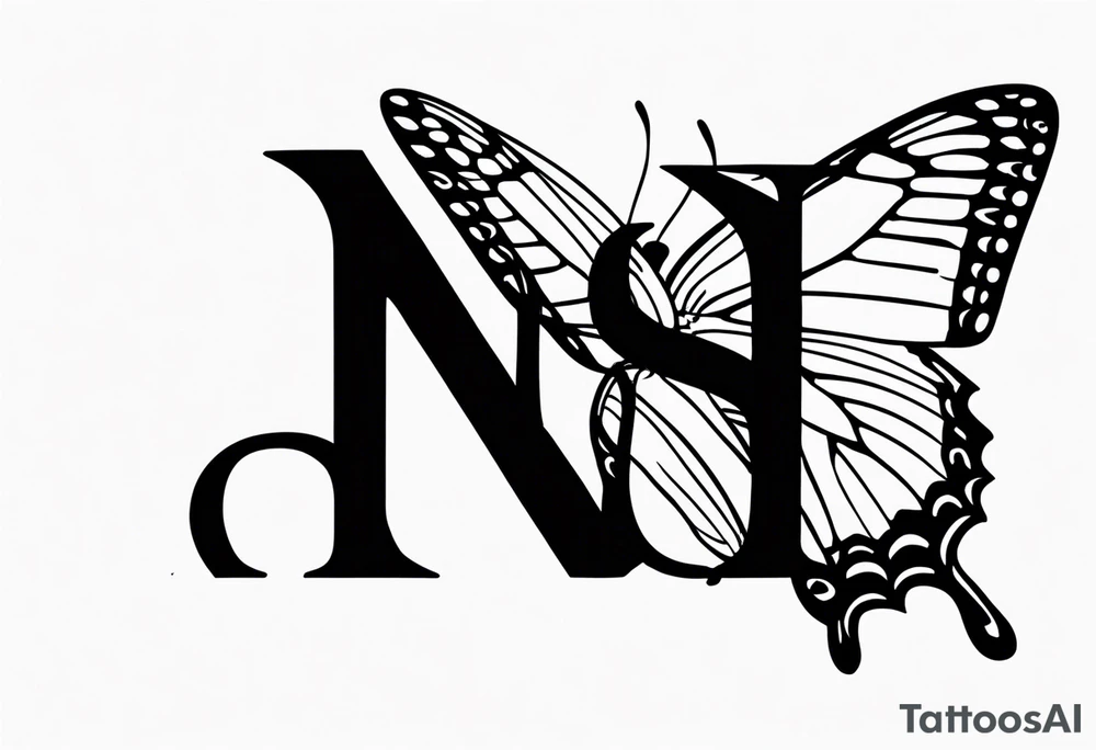 word N & S with butterfly tattoo idea
