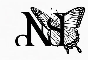 word N & S with butterfly tattoo idea