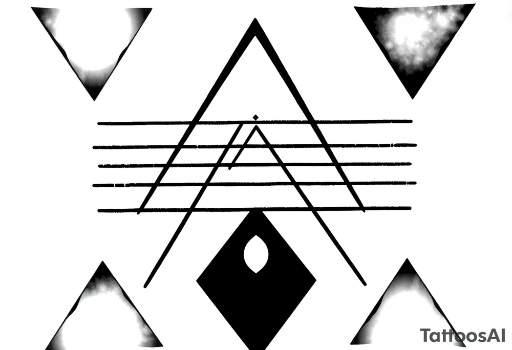 Five different lines meet in the center but should be back psychedelic and trippy tattoo idea