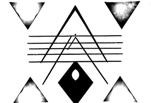 Five different lines meet in the center but should be back psychedelic and trippy tattoo idea