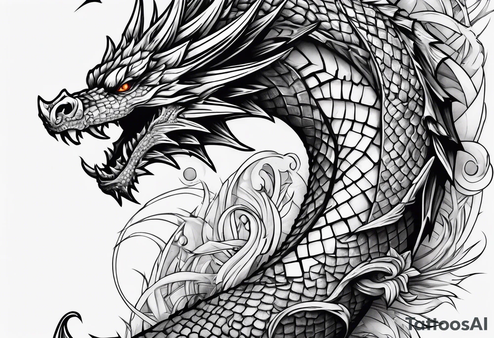 dragon wraps around dagger tattoo idea