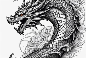 dragon wraps around dagger tattoo idea