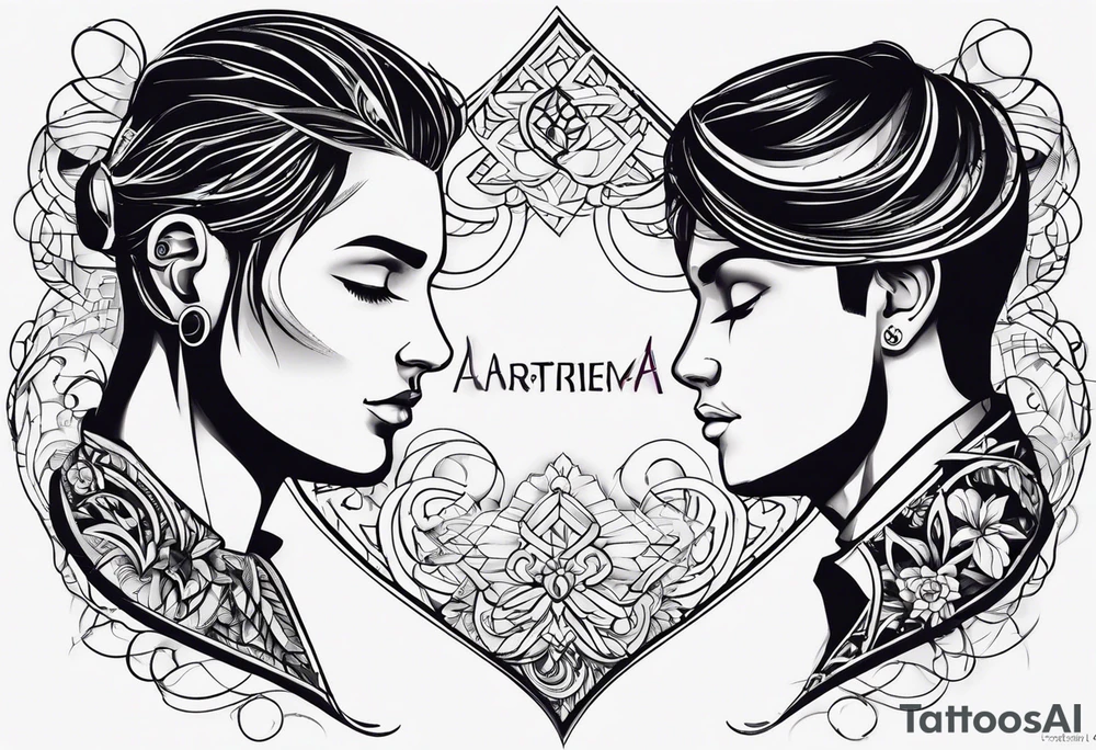 Paired tattoo for a girl and a guy, together forever, he is Artem, she is Lada. Two people with incurable diseases who love each other very much, little tattoo with heart or infinity tattoo idea