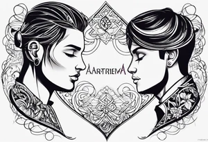 Paired tattoo for a girl and a guy, together forever, he is Artem, she is Lada. Two people with incurable diseases who love each other very much, little tattoo with heart or infinity tattoo idea