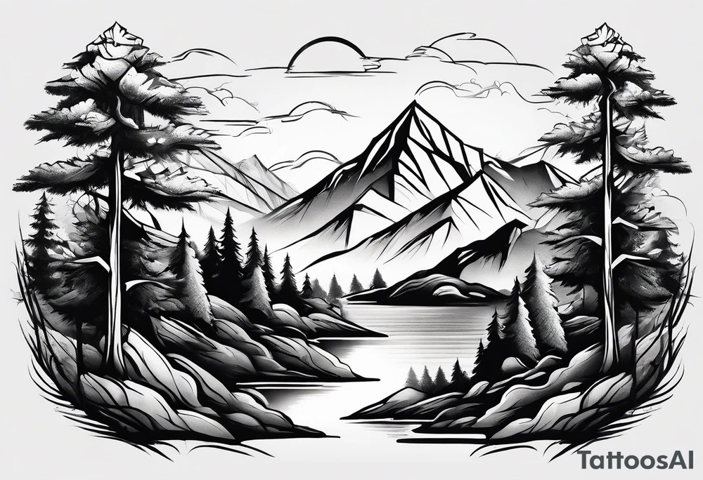 Trees
Mountains tattoo idea