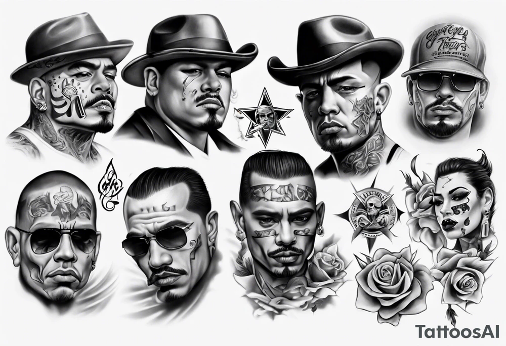 photorealistic chicano gangsters tattoo idea