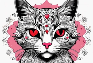Simplistic cat with heart spots tattoo idea
