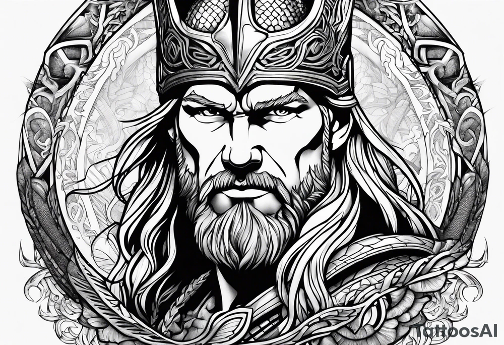 Thor kämpft gegen schlange tattoo idea