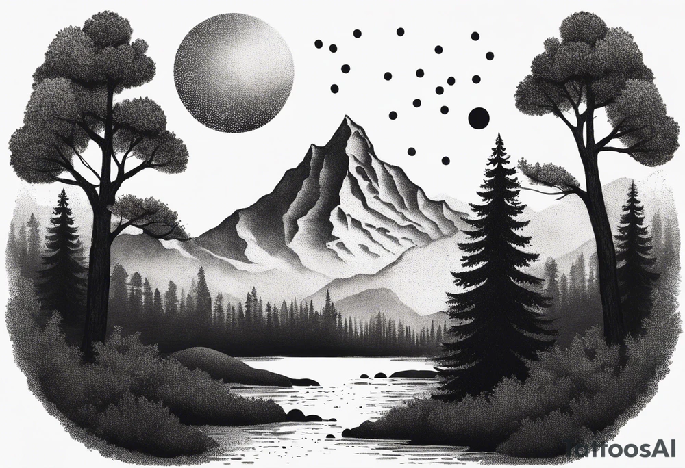 mountain and trees tattoo idea