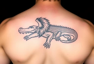 powerful majestic lion crocodile tattoo idea