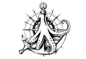 compass,oktopus,anchor. tattoo idea