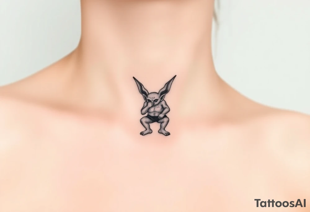 Tiny goblin with paint all over their clothes tattoo idea