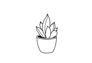 cute cacti and succulent in a pot tattoo idea