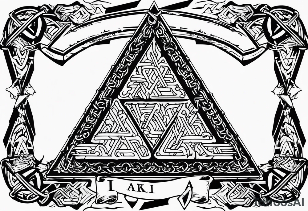 Valhalla sword shield axe barbed wire chains valknut fire tattoo idea Valhalla sword shield axe barbed wire chains valknut fire tattoo idea