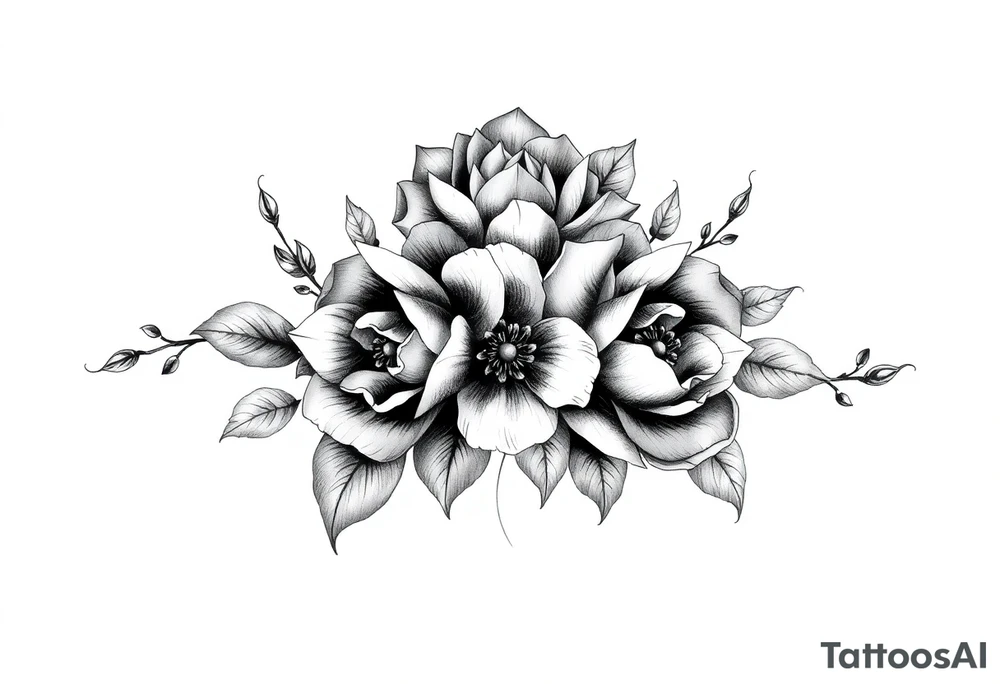 ornaments of flowers tattoo idea