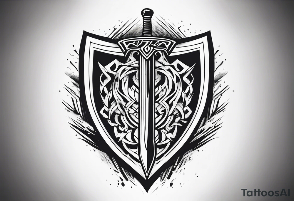 Valhalla sword shield lightning tattoo idea