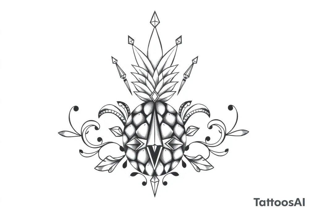 Majestic crown ,pineapple ,vagina, anus ,diamonds tattoo idea