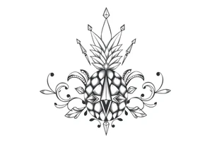 Majestic crown ,pineapple ,vagina, anus ,diamonds tattoo idea