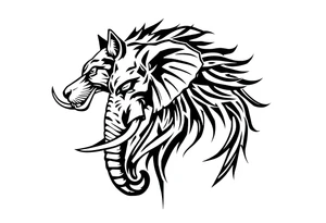 Wolf and an elephant tattoo idea