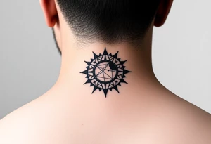 celestial sun and moon embrace with constellation patterns tattoo idea