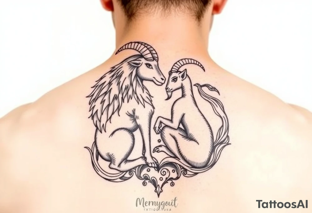 Male capricorn with female virgo, earth, goat, love tattoo idea