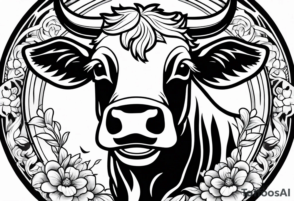 cute cow tattoo idea