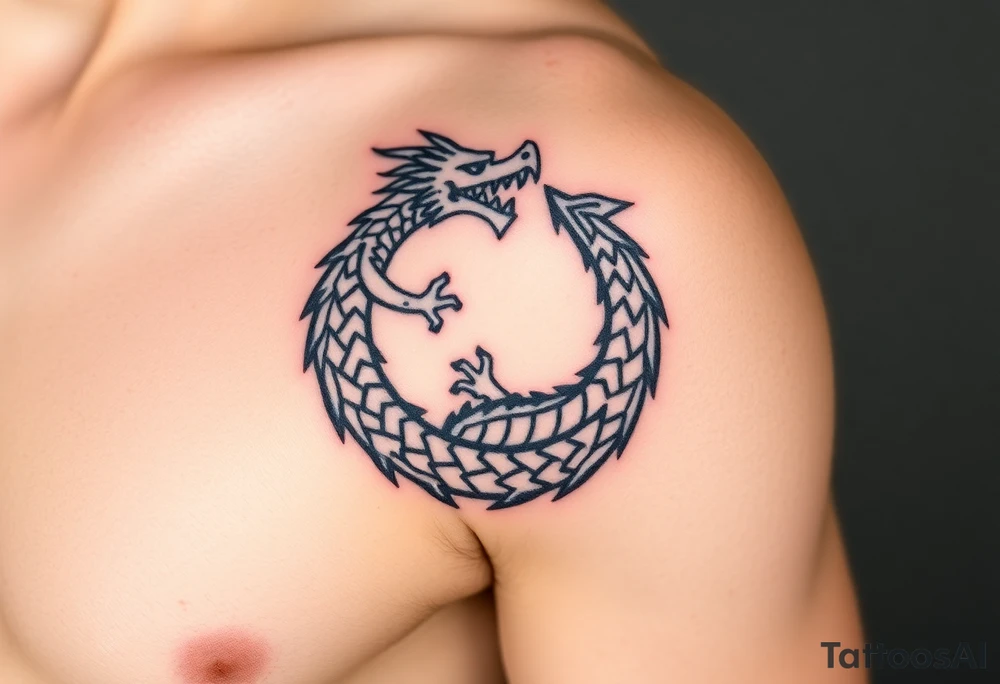 a dragon forming a circle with its body tattoo idea