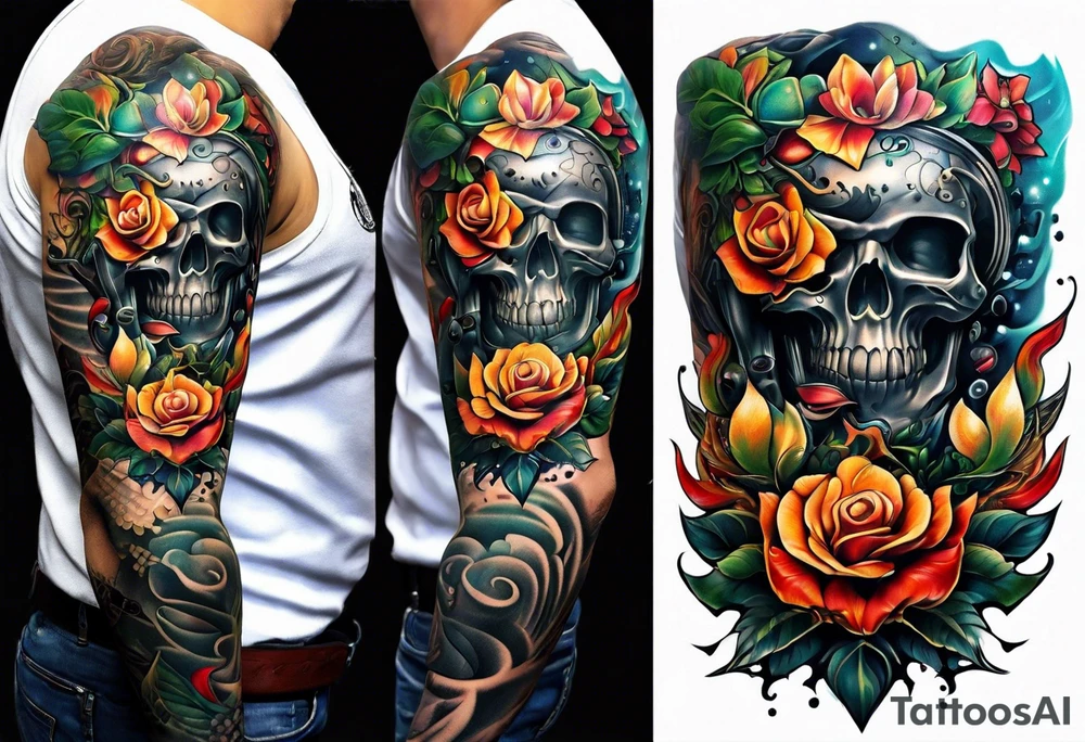 Bio mechanical full sleeve tattoo idea