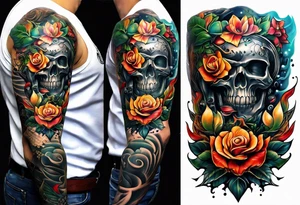 Bio mechanical full sleeve tattoo idea