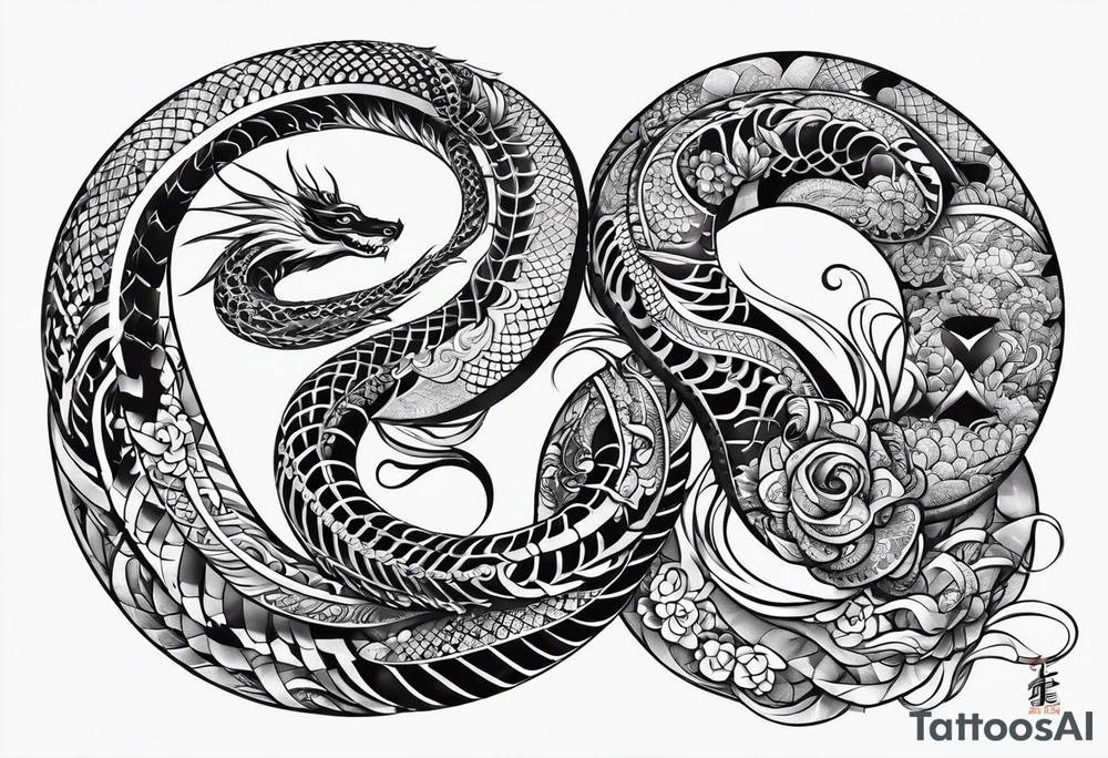 Serpent Seven number shape tattoo idea