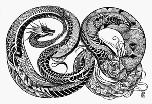 Serpent Seven number shape tattoo idea