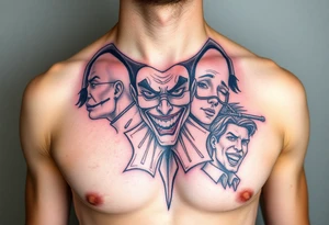 creative collage of different emotions jester form tattoo idea