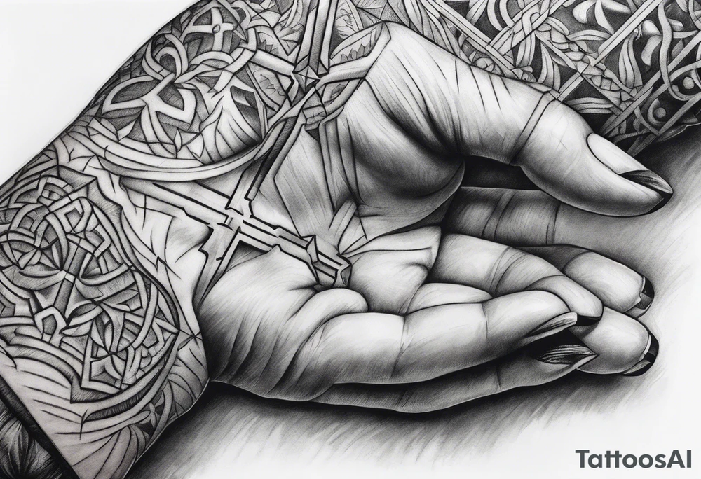 Hand nailed to cross tattoo idea