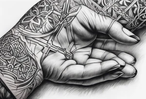 Hand nailed to cross tattoo idea
