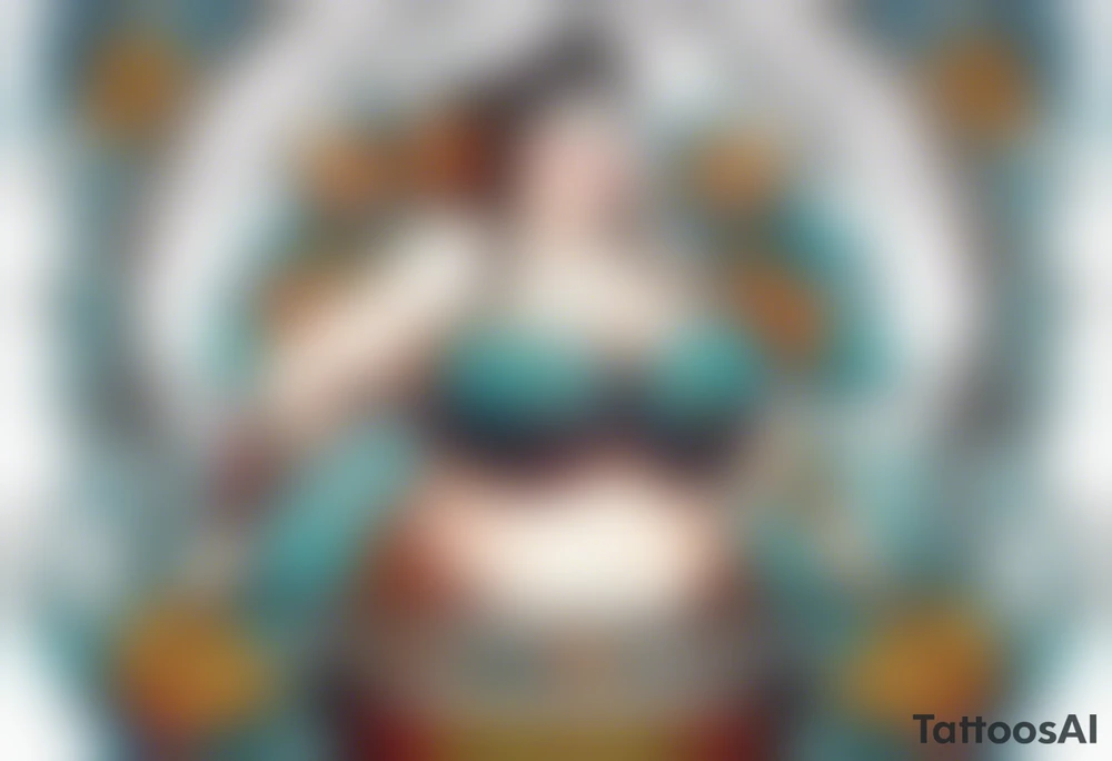 very fat lady with bald head washing dishes tattoo idea