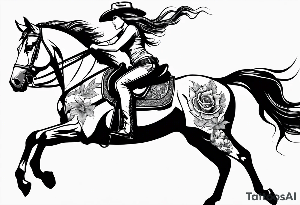 Sexy cowgirl with gun tattoo idea