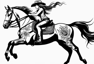 Sexy cowgirl with gun tattoo idea