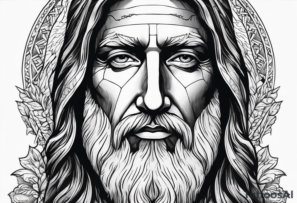 Jesus christ face with white beards tattoo idea