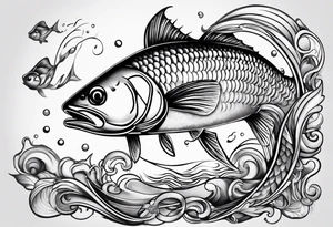 Hinting and fishing and love tattoo idea