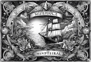 full sleeve tattoo with compass, lighthouse, bermuda triangle, crown and anchor dice, lightning in background tattoo idea